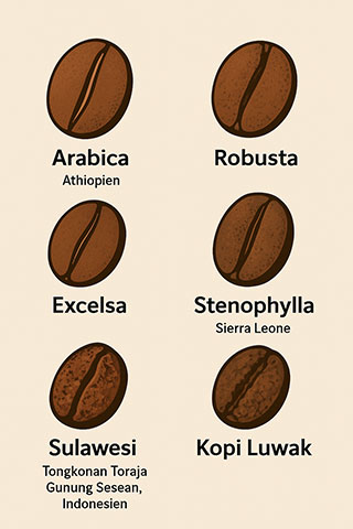 beliebte Kaffeebohnen Sorten